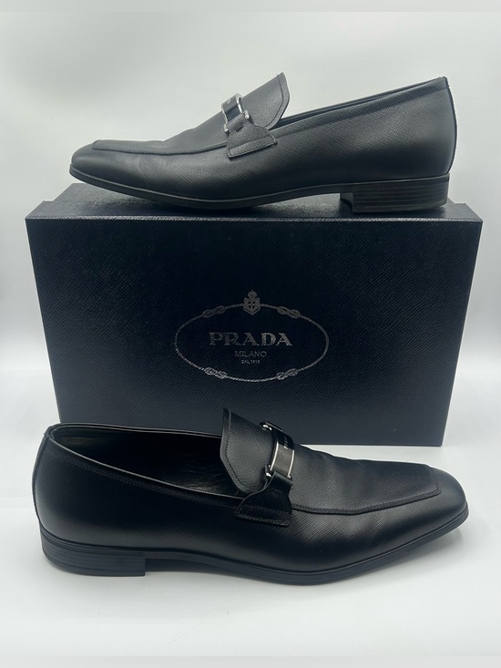 PRADA Saffiano Logo Loafers Shoes in Black Men's 9.5, #2DC135